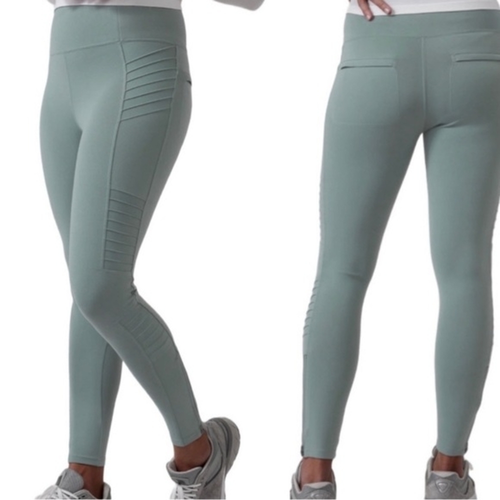 Athleta Delancey Moto Tight Leggings - Size Small, Sage Green